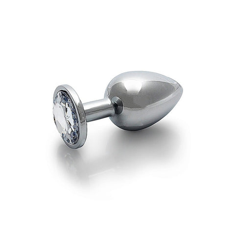 Round Gem Metal Surface Butt Plug Large By Shots Toys - Butt Plugs