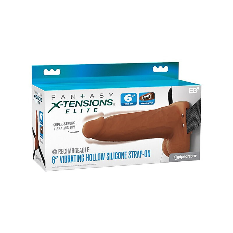 Fantasy X-Tensions Elite 6 In. Vibrating Strap-On - Strap On Sextoys
