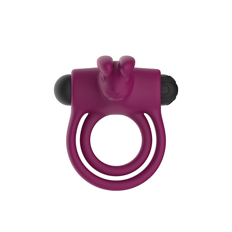 Silicone Rabbit Vibrating Penis and Balls Cock Ring - Vibrating Cock Rings