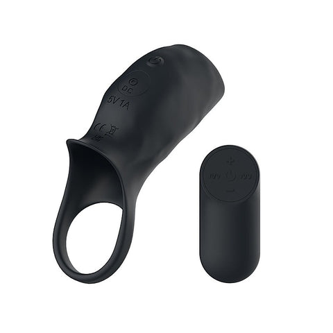 Remote Control Vibrating Cockring Sleeve By Passion Play - Penis Sleeves and Extenders