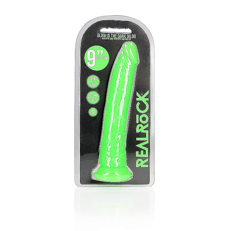 9 Inch Slim Glow In The Dark Neon Dildo By Shots Toys - Realistic Dildos