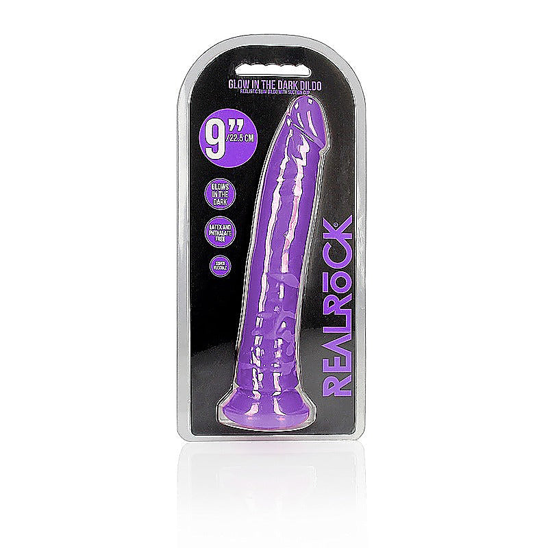 9 Inch Slim Glow In The Dark Neon Dildo By Shots Toys - Realistic Dildos