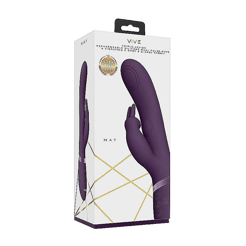May Rechargeable Silicone Dual Pulse Wave Rabbit Vibe - Rabbit Vibrators