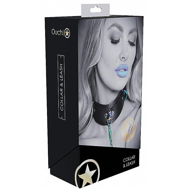 Shots Toys Ouch! Venice Collection BDSM Collar with Leash - Collars and Leads