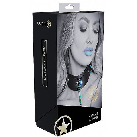 Shots Toys Ouch! Venice Collection BDSM Collar with Leash - Collars and Leads