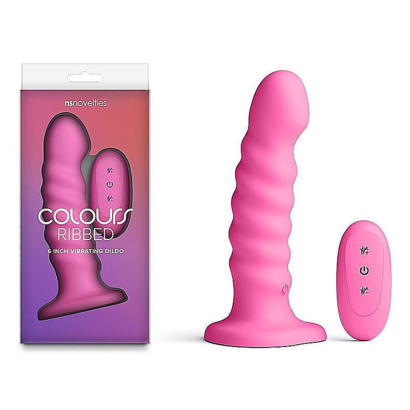 Colours Ribbed 6 Inch Vibrating Silicone Dildo - Vibrating Dildos
