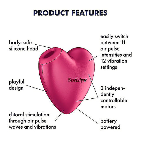 Cutie Heart Air Pulse Clit Vibe By Satisfyer - Clit Ticklers and Pulsators