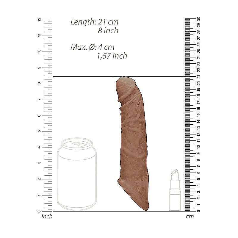 REALROCK 8 Inch Realistic Penis Extender with Cock Rings - Penis Sleeves and Extenders