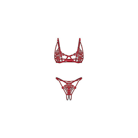 Luise Sublim 2 Pc Bra & Panty Crotchless Set By Obsessive - Bras and Bra Sets