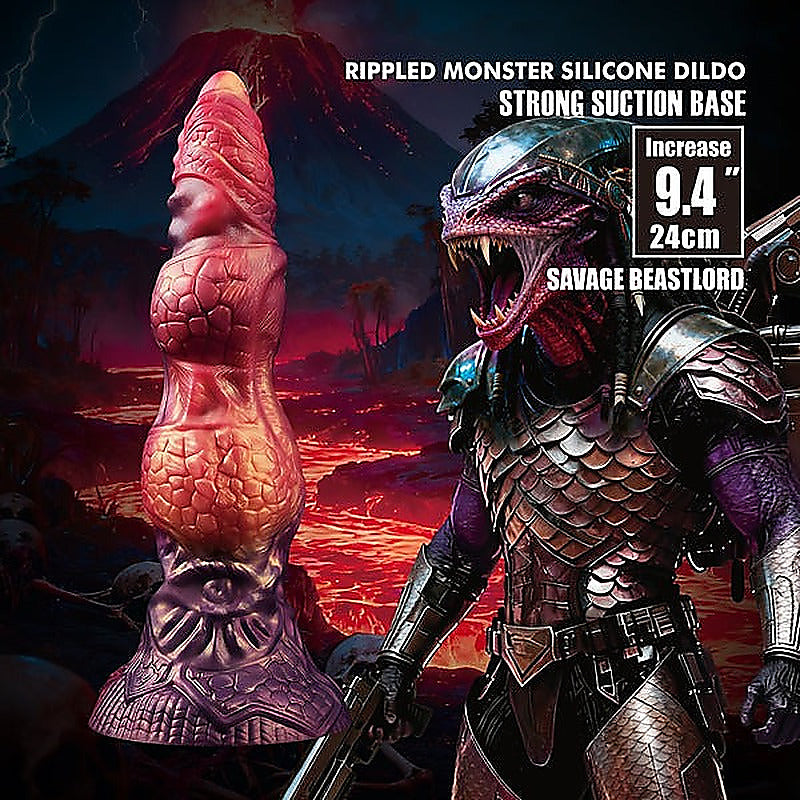 Savage Beastlord 9.4 Inch Rippled Silicone Dildo By Baile - Realistic Dildos