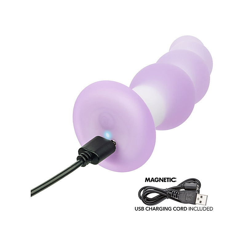 Lavender Haze Beaded Curved Anal Probe By California Exotics - Anal Beads and Balls