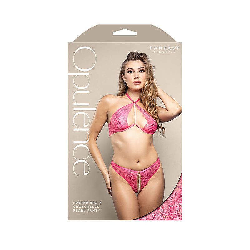 OPULENCE Halter Bra & Crotchless Panty - Bras and Bra Sets