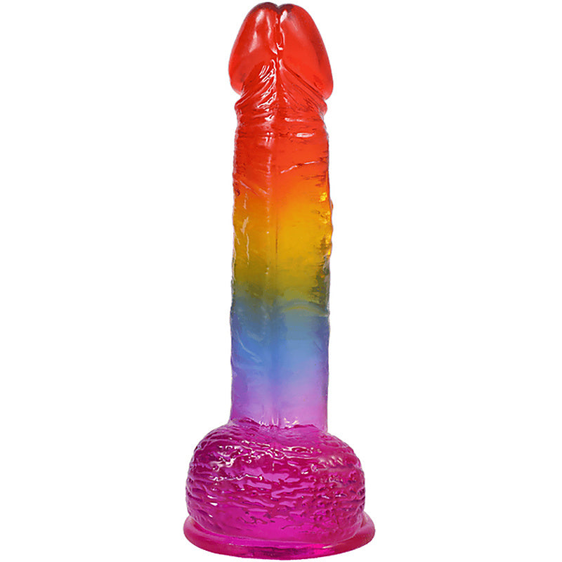 Crystal Jellies Realistic Cock With Balls Rainbow - Realistic Dildos