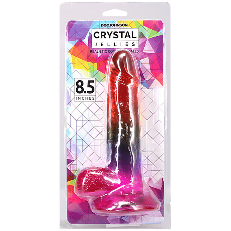 Crystal Jellies Realistic Cock With Balls Rainbow - Realistic Dildos