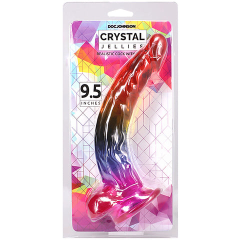 Crystal Jellies Realistic Cock With Balls Rainbow - Realistic Dildos