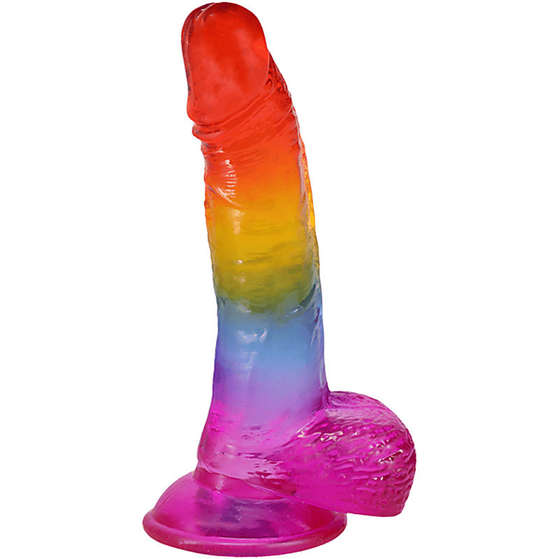 Crystal Jellies Realistic Cock With Balls Rainbow - Realistic Dildos