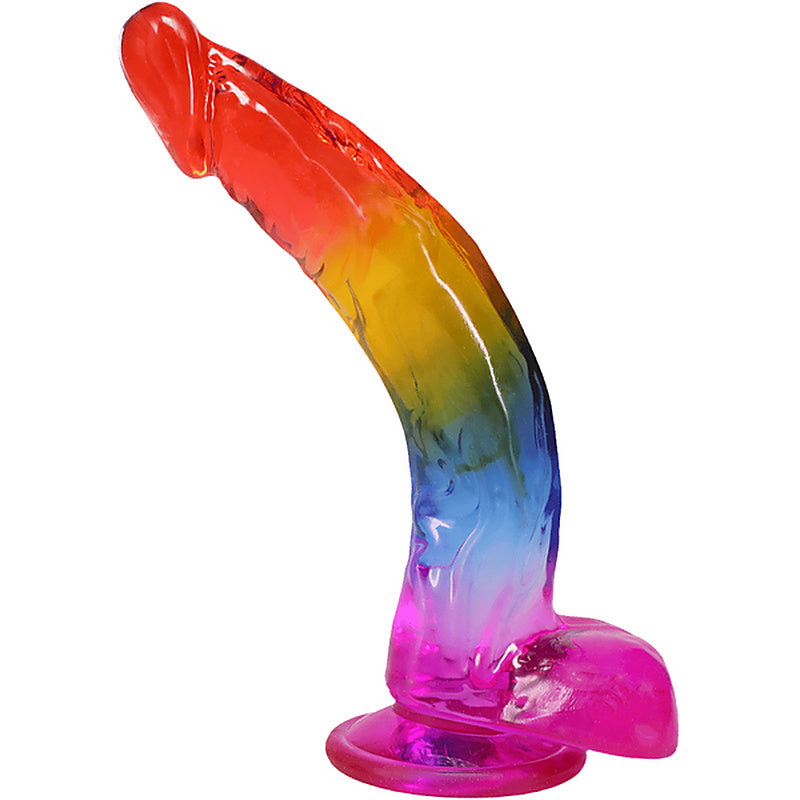 Crystal Jellies Realistic Cock With Balls Rainbow - Realistic Dildos