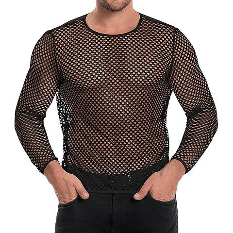 Mens Mesh Long Sleeve Shirt Black by Love in Leather - His Fetish