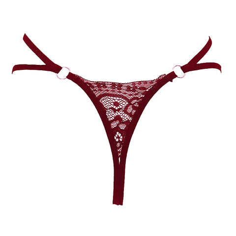 Crotchless Lace And Pearl Panties by Love In Leather - G-Strings, Panties and Shorts