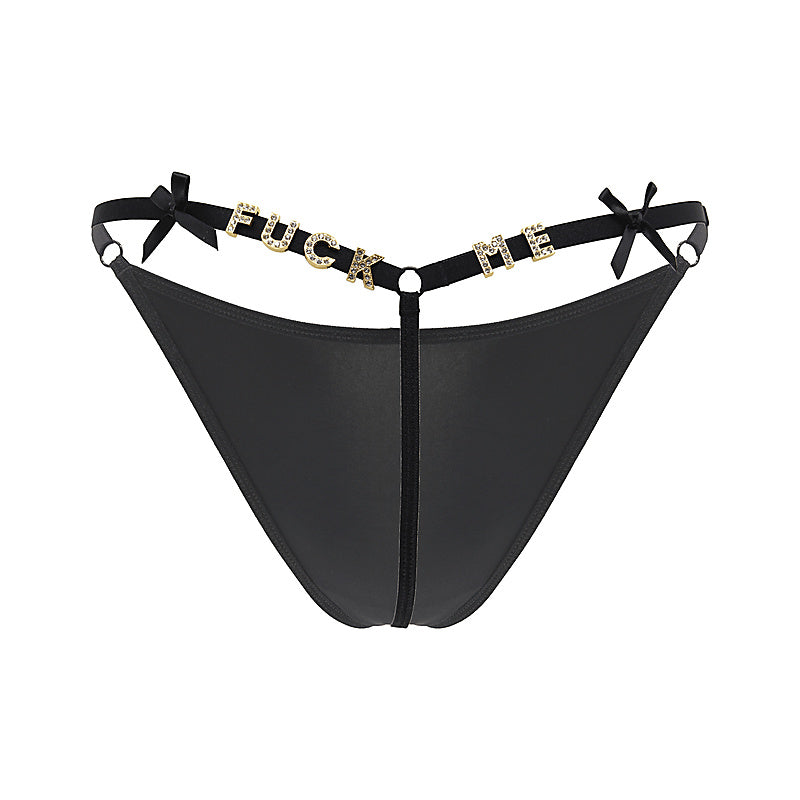 Fuck Me Printed G-String Panty by Love In Leather - G-Strings, Panties and Shorts