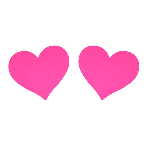 Neon Pink Heart Nipple Pasties By Love In Leather - Breast and Nipple Toys