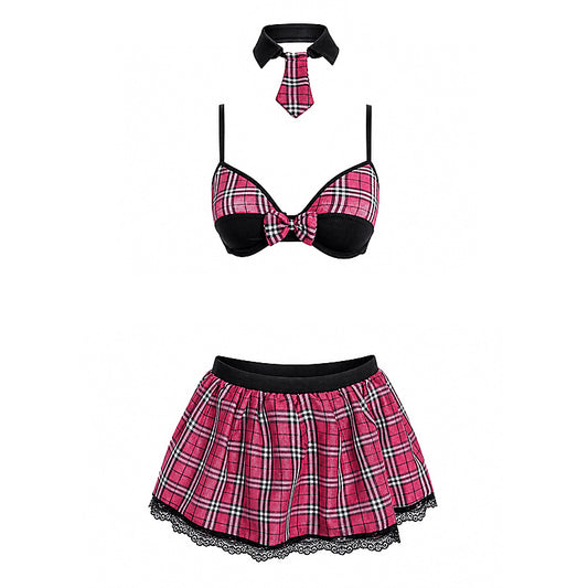 4 Piece Sexy School Girls Dress Set Pink By Love In Leather - Fancy Dress Ups
