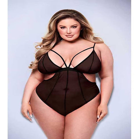Baci Sexy Crotchless Mesh Womens Teddy Black