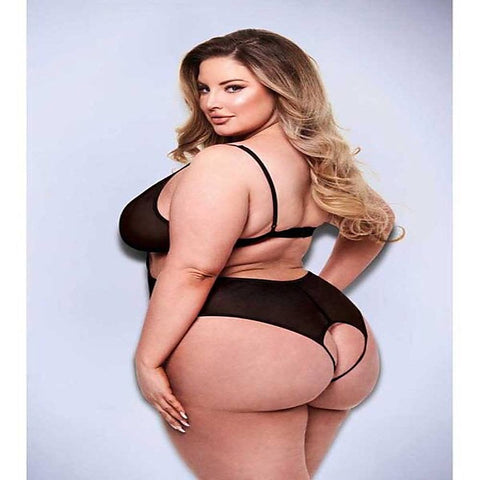 Baci Sexy Crotchless Mesh Womens Teddy Black