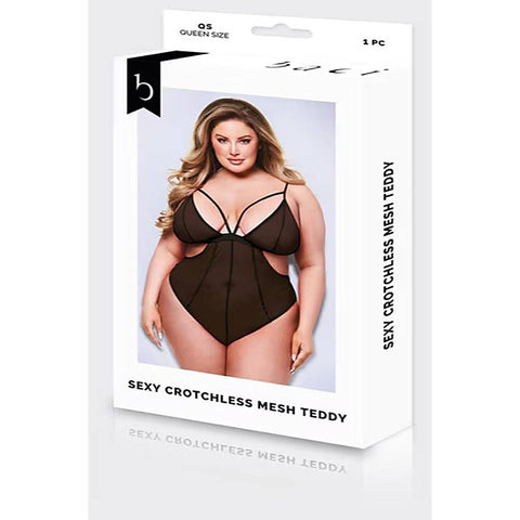 Baci Sexy Crotchless Mesh Womens Teddy Black