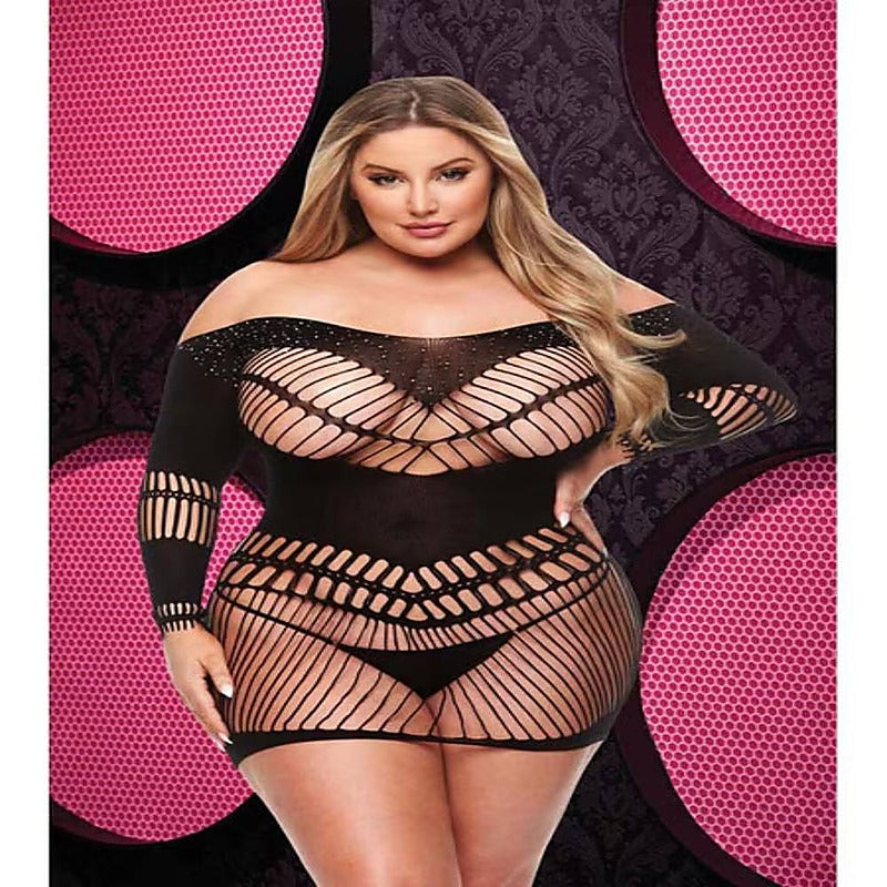 Lapdance Lingerie Bling Bling Womens Halter Dress Black - Body Stockings