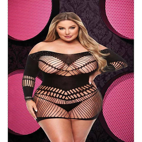 Lapdance Lingerie Bling Bling Womens Halter Dress Black - Body Stockings