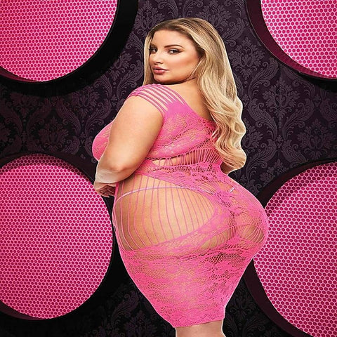 Lapdance Lingerie Lace Cut Out Sexy Mini Dress Hot Pink - Teddies and Bodysuits