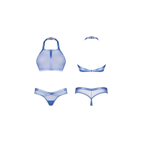 Shaderi Top and Thong 2 Pc Set Blue by Obsessive Lingerie - Bras and Bra Sets