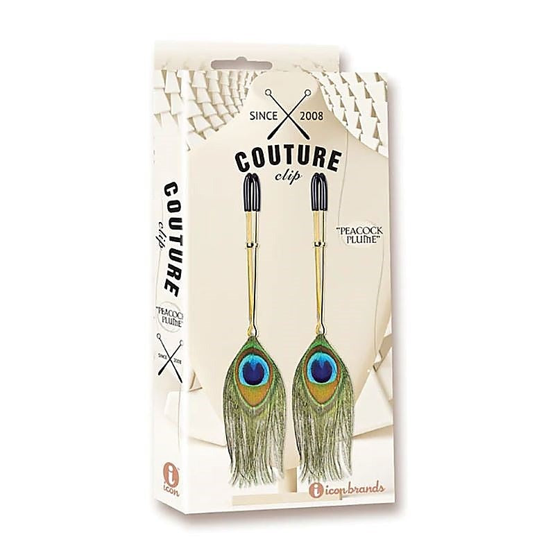 Couture Clip Peacock Plume Luxury Nipple Clamps - Nipple and Clit Clamps