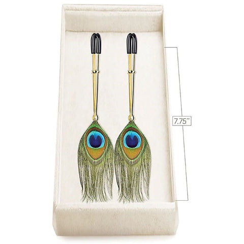 Couture Clip Peacock Plume Luxury Nipple Clamps - Nipple and Clit Clamps