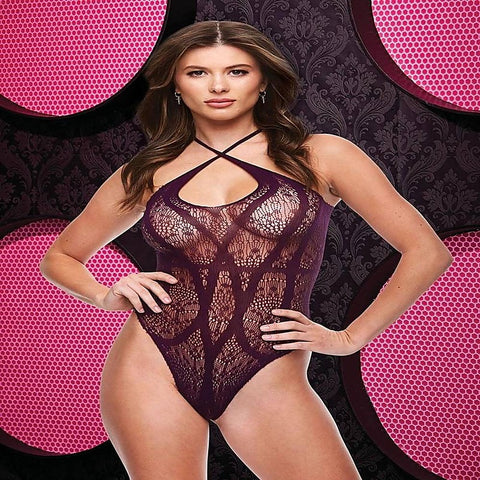 Lapdance Lingerie Criss Cross Lacey Womens Teddy Purple