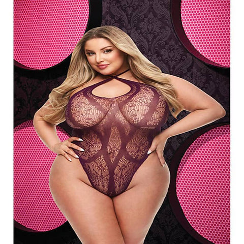Lapdance Lingerie Criss Cross Lacey Womens Teddy Purple