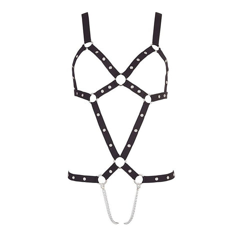 Bad Kitty Strappy Open Crotch Bodysuit by Orion - Her Fetish