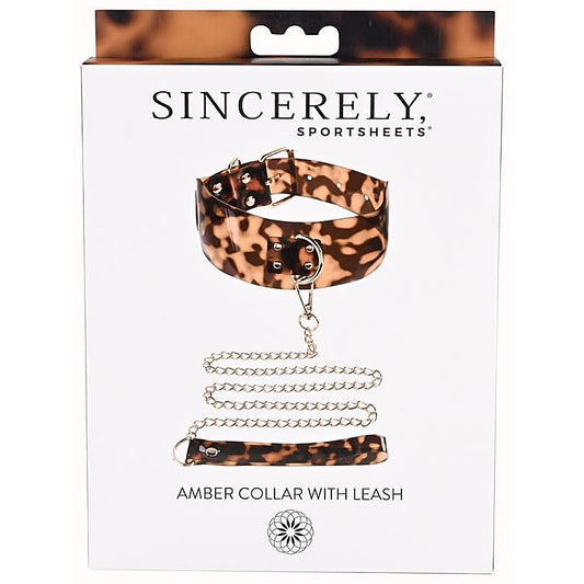 Sportsheets Amber Adjustable Collar with Leash - Collars and Leads