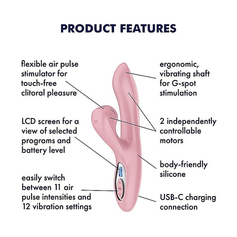 Pro+ G-Spot Air Pulse Rabbit Vibrator by Satisfyer - Rabbit Vibrators