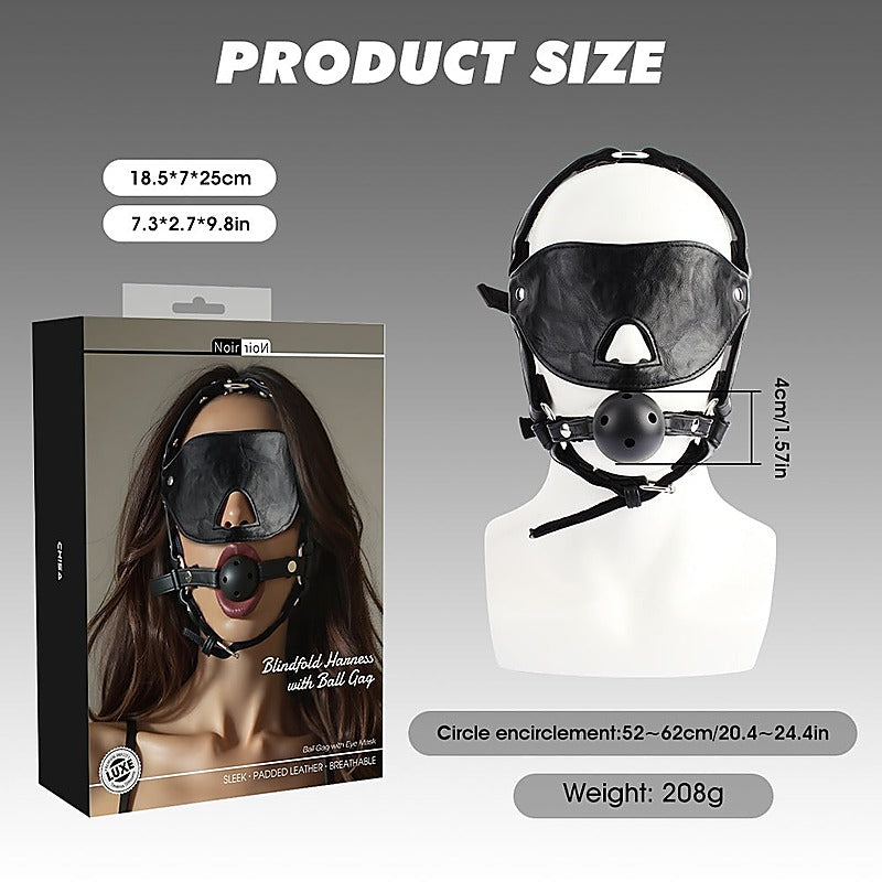 Blindfold Head Harness with Ball Gag by Chisa - Bondage Gags and Bits