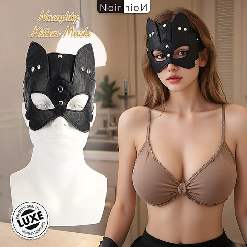 Naughty Kitten Faux Leather Mask by Chisa - Masks And Blindfolds