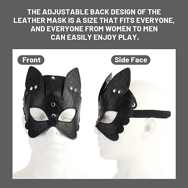 Naughty Kitten Faux Leather Mask by Chisa - Masks And Blindfolds