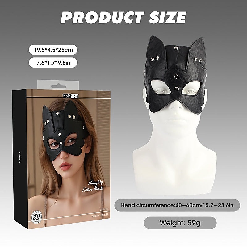 Naughty Kitten Faux Leather Mask by Chisa - Masks And Blindfolds