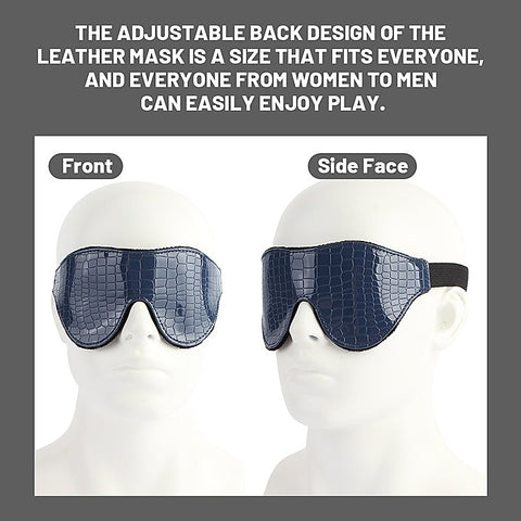 Go Black Navy Snakeskin Faux Leather Blindfold by Chisa - Masks And Blindfolds