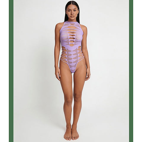 Strappy Rhinestone Sleeveless Bodysuit by Love In Leather