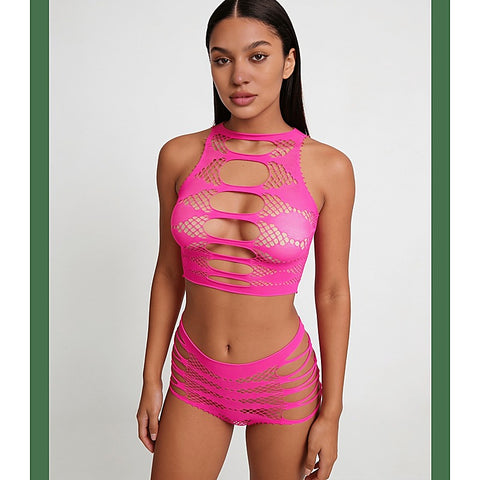 Strappy Two Piece Lingerie Set by Love In Leather