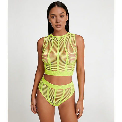 Rhinestone Two Piece Lingerie Set by Love In Leather