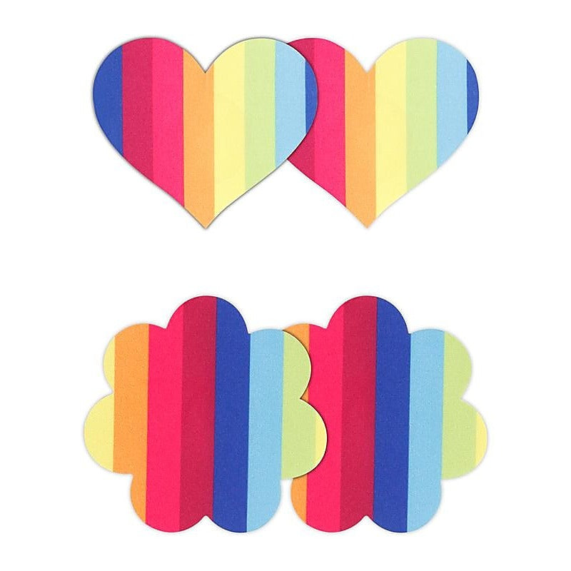 Pretty Pasties Pride Heart And Flower Rainbow - Breast and Nipple Toys