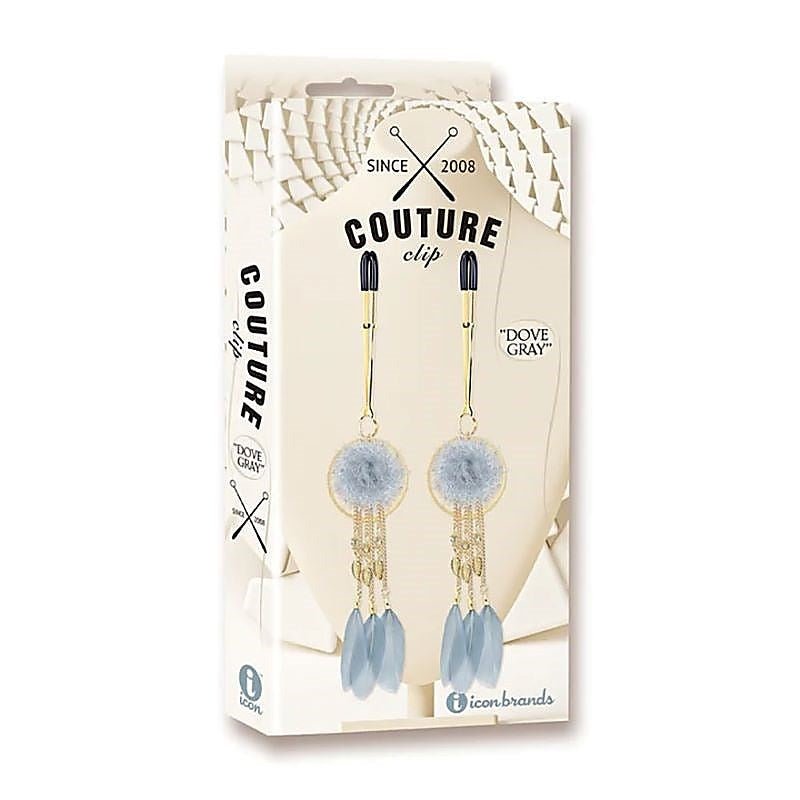 Couture Clip Luxury Nipple Clamps Dove Grey by Icon Brands - Nipple and Clit Clamps